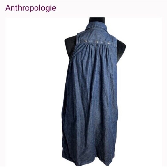 Anthropologie Holding Horses sz O Denim Sleeveless Dress Capsule Laganlook - Picture 5 of 11